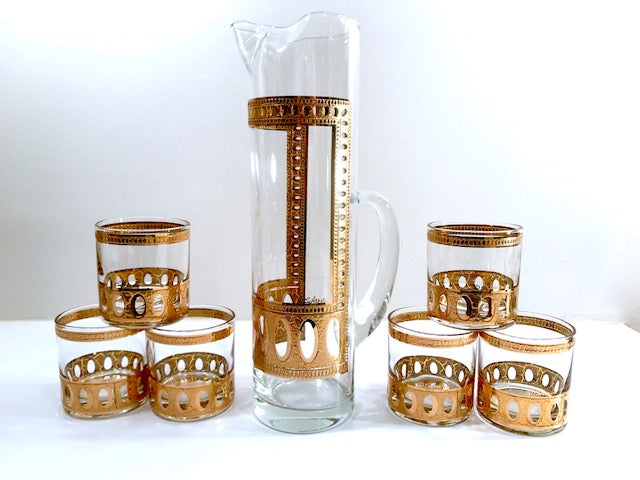 Culver Cocktail Glasses Set of 6 Midas Silver Coin Design Brandy Cognac  Glasses Mid Century Modern Barware Like New Condition, GC018 