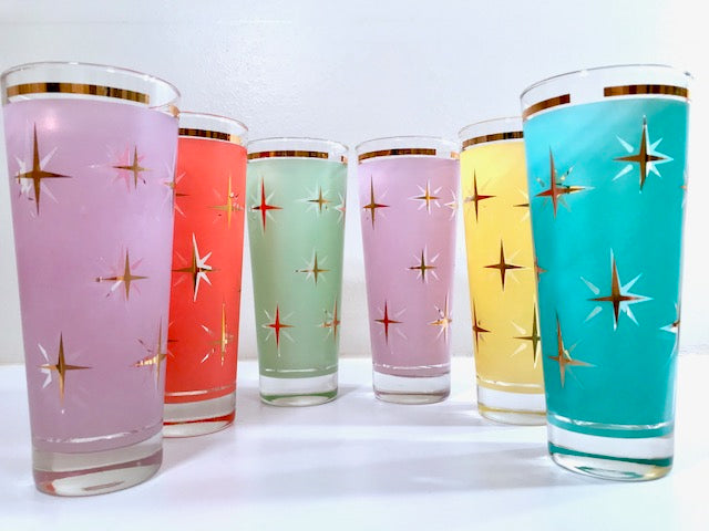 Mid-Century Tall Cocktail Glasses - Set of 7