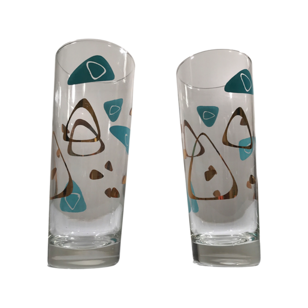 Atomic Glasses by outlet Federal Glass Co, Amoeba Boomerang Small Rocks Glasses (4)