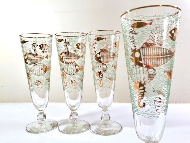 Vintage Libbey Glassware Marine Life Cocktail Glasses in the