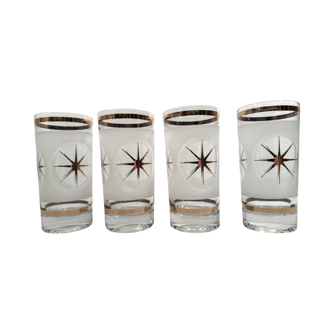 Mid Century Gold Starburst Highball Glasses, Set of 6 - I Like