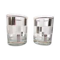 Load image into Gallery viewer, Culver Signed Mid-Century Silver Gold and Frosted Double Old Fashion Glasses (Set of 2)
