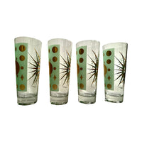 Load image into Gallery viewer, Fred Press Signed Mid-Century Green and Gold Atomic Starburst Collins Glasses (Set of 4)
