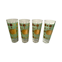Load image into Gallery viewer, Fred Press Signed Mid-Century Green and Gold Atomic Starburst Collins Glasses (Set of 4)
