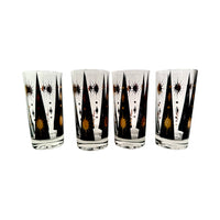 Load image into Gallery viewer, Fred Press Signed Mid-Century Black Atomic Burst Highball Glasses (Set of 4)
