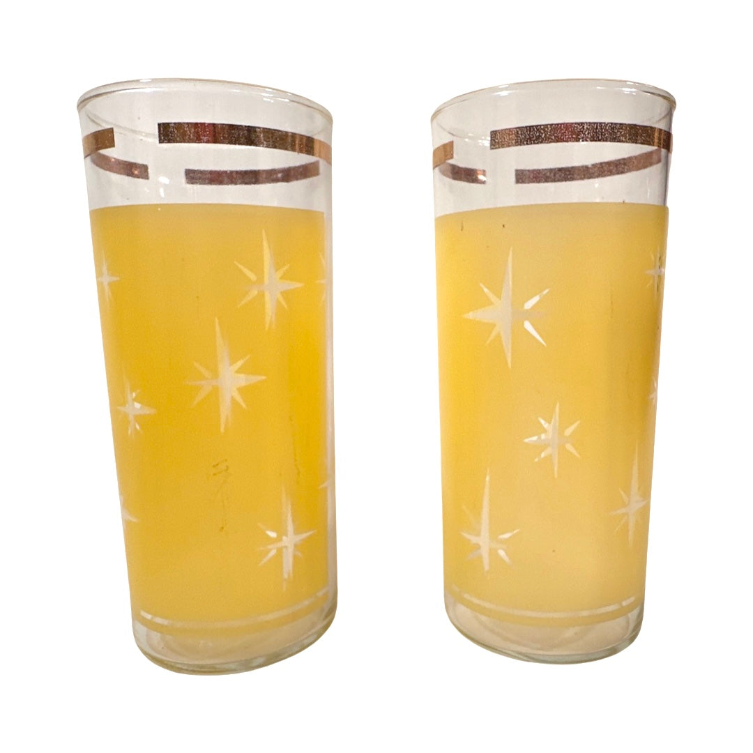 Bartlett Collins Mid-Century Yellow Atomic North Star Collins Glasses (Set of 2)