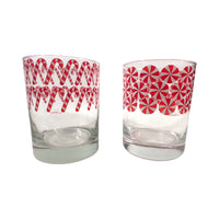 Load image into Gallery viewer, Culver Signed Mid-Century Candy Cane and Peppermint Pinwheels Double Old Fashion Glasses (Set of 2)
