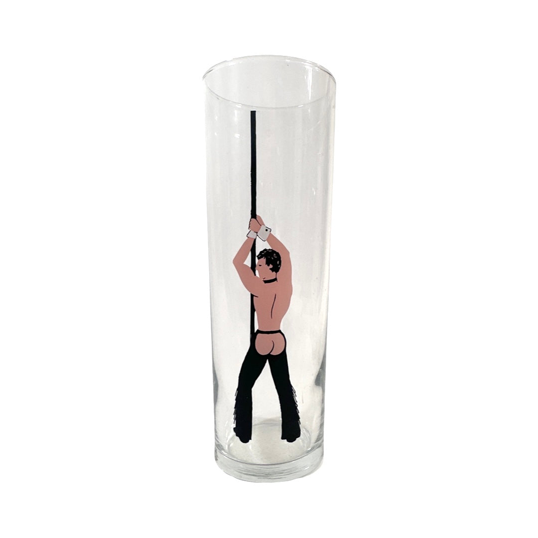 70s nudie drinking glasses Libbey Glass Mid-Century Male Stripper Tall Collins Glass (Single)