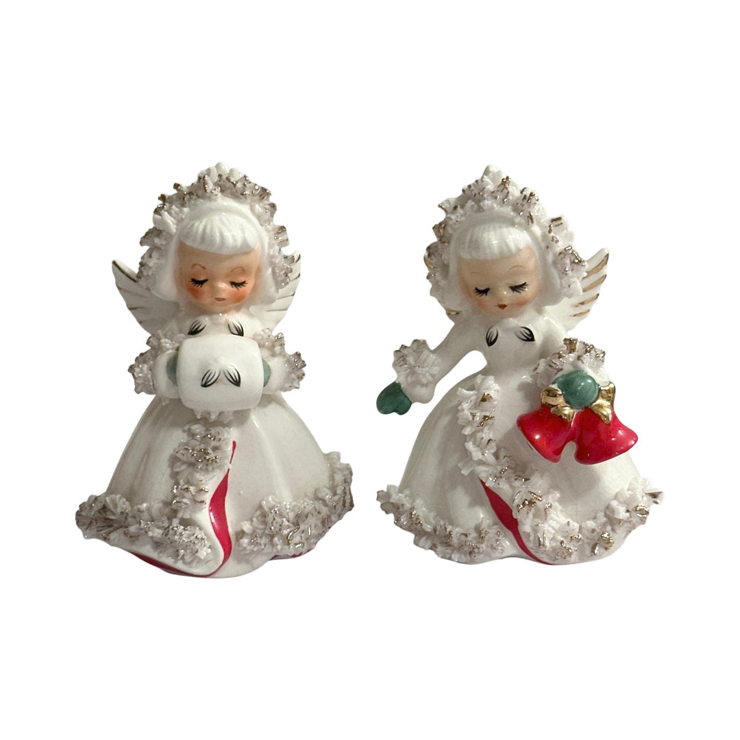 Holt Howard 1958 Spaghetti Trimmed Angel Candle Holders (Set of 2)