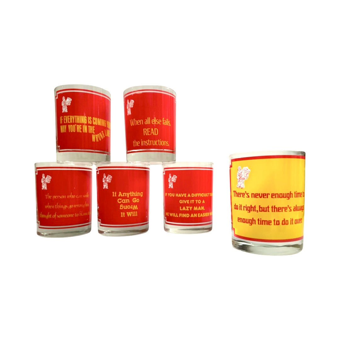 Vintage Novelty Advise Double Old Fashion Glasses (Set of 6)