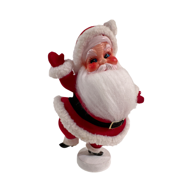 Vintage Flocked Dancing Santa