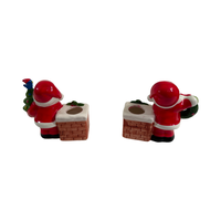 Load image into Gallery viewer, Napco Ceramic Santa by Chimney Candle Holders
