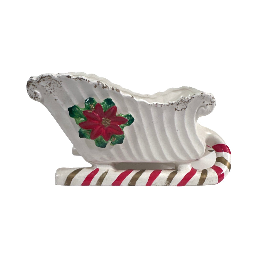 Napco Vintage Candy Cane Sled Planter