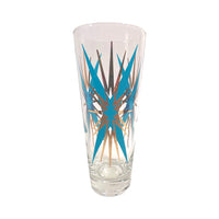 Load image into Gallery viewer, Federal Glass Inca Atomic Turquoise and 22-Karat Gold Starburst Collins Glasses (Set of 8)
