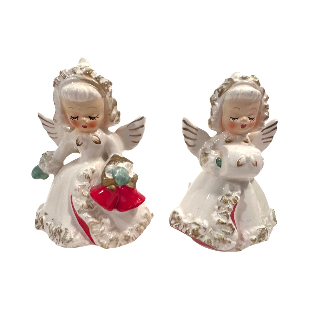 Holt Howard 1960 Gold Trimmed Angel Candle Holders (Set of 2