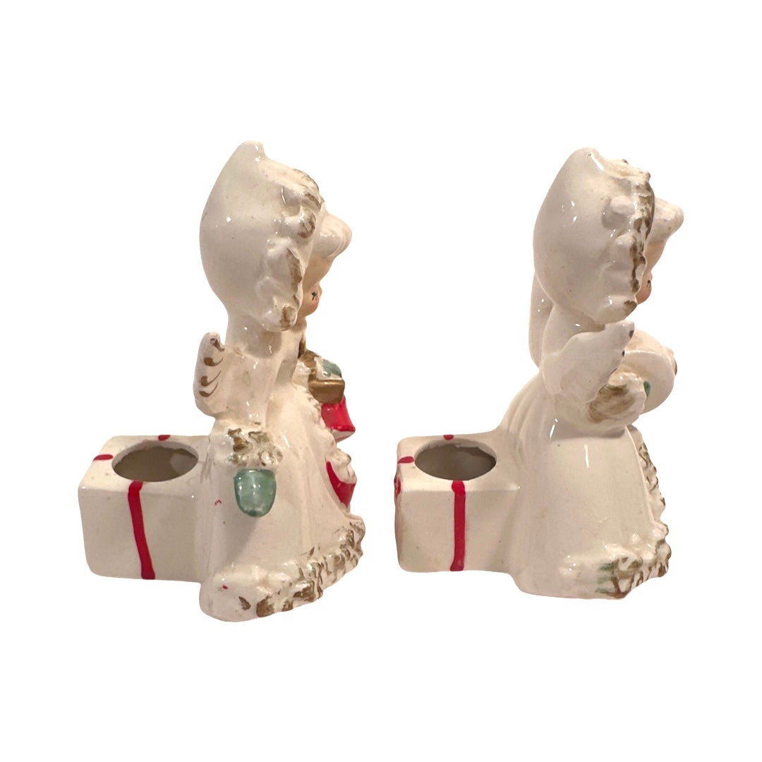 Holt Howard 1960 Gold Trimmed Angel Candle Holders (Set of 2