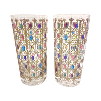 Load image into Gallery viewer, Vintage Atomic Star Jewel Tone Oval Glasses (Set of 2)
