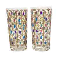 Load image into Gallery viewer, Vintage Atomic Star Jewel Tone Oval Glasses (Set of 2)
