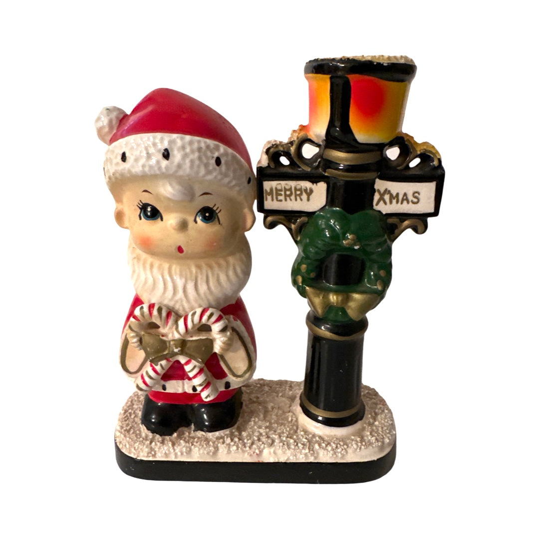 Vintage Blume Boy with Candy Canes by Lamp Post Candle Holder