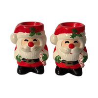 Load image into Gallery viewer, Vintage 1970&#39;s Santa Candle Holder (Set of 2)
