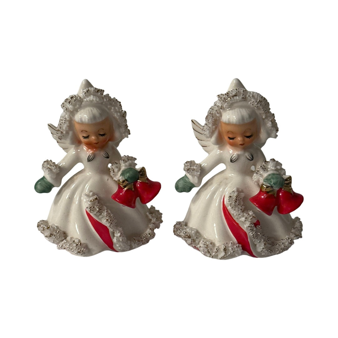 Holt Howard 1961 Spaghetti Trimmed Angel Candle Holders (Set of 2)