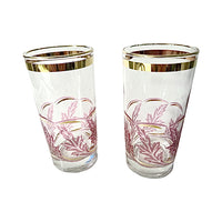 Load image into Gallery viewer, Libbey Mid-Century Pink and Gold Falling Leaves Glasses (Set of 2)
