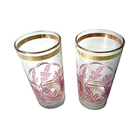 Load image into Gallery viewer, Libbey Mid-Century Pink and Gold Falling Leaves Glasses (Set of 2)
