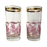 Load image into Gallery viewer, Libbey Mid-Century Pink and Gold Falling Leaves Glasses (Set of 2)
