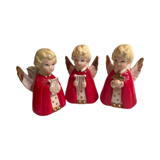 Vintage Trio of Angels Candle Holders (Set of 3)