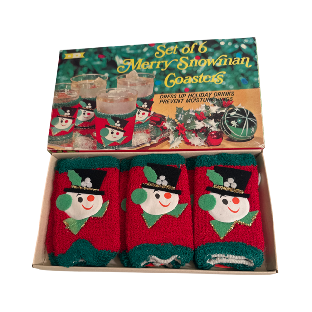 Vintage 1969 Dan Dee Merry Snowman Coasters (Set of 6)