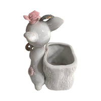 Load image into Gallery viewer, Napco White Deer with Pink Flowers Planter
