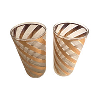 Load image into Gallery viewer, Culver Mid-Century Gold and Frosted Swirl Glasses (Set of 2)
