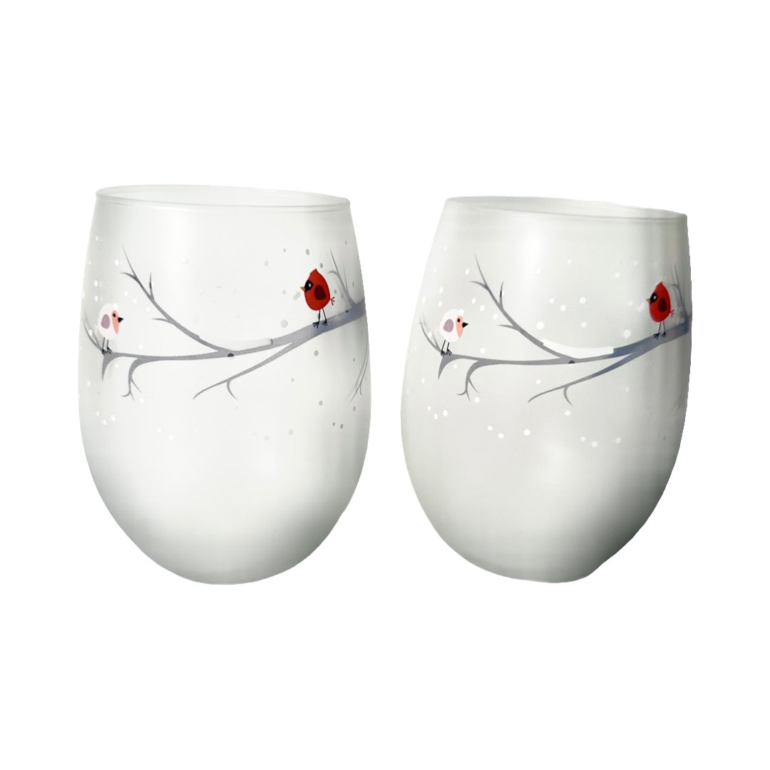 Culver Signed Cardinal and Bird Roly Poly Glasses (Set of 2) | Retro  Solstice