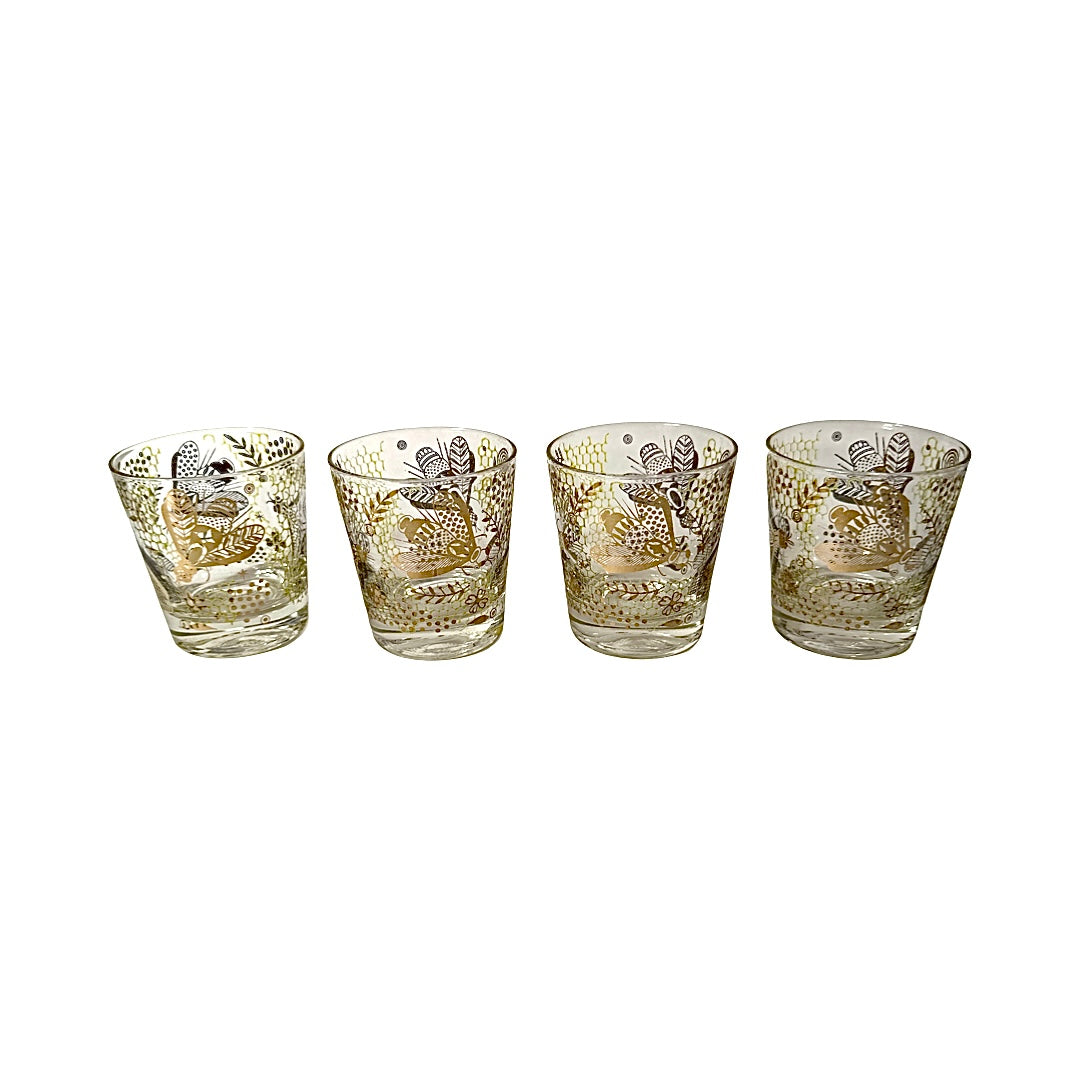 Georges Briard Mid-Century Napoleonic Bee Glasses (Set of 4)