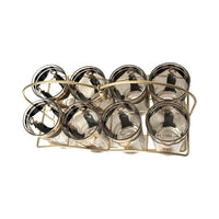 Load image into Gallery viewer, Fred Press Signed Mid-Century Black Gold Tassel Curtain Call Glasses (Set of 8 with Carrier)
