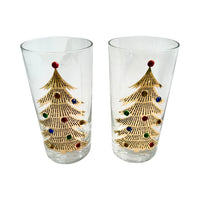 Load image into Gallery viewer, Culver Signed Mid-Century Jeweled Christmas Tree Highball Glasses (Set of 2)
