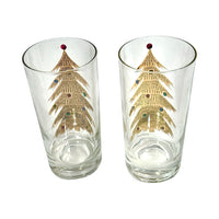 Load image into Gallery viewer, Culver Signed Mid-Century Jeweled Christmas Tree Highball Glasses (Set of 2)
