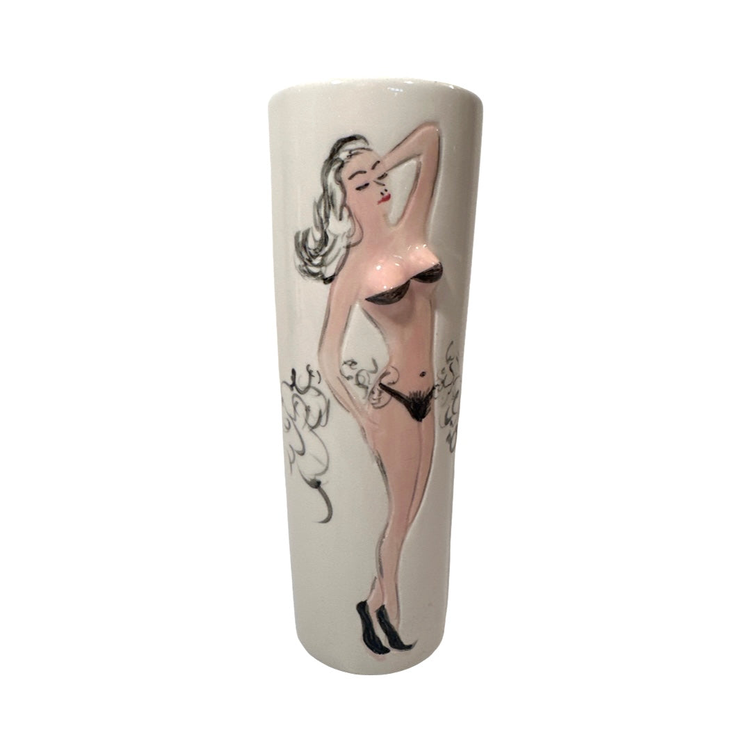 Vintage Ceramic Tall New Orleans Nude Female Glass (Single)