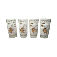 Load image into Gallery viewer, Mid-Century White &amp; 22-Karat Gold Angel Fish &amp; Seahorse Glasses (Set of 4)
