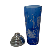 Load image into Gallery viewer, Hazel Atlas Mid-Century Cobalt Blue Fish Tall Cocktail Shaker
