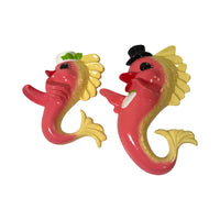 Load image into Gallery viewer, Vintage Chalkware Anthropomorphic Fish Family Wall Plaques (4 Piece Set)
