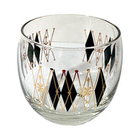 Load image into Gallery viewer, Federal Glass Mid-Century Gold and Black Harlequin Roly Poly 9 Piece Set
