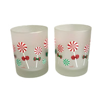 Load image into Gallery viewer, Culver Signed Mid-Century Christmas Candy Double Old Fashion Glasses (Set of 2)
