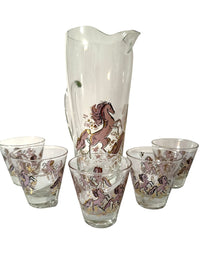 Load image into Gallery viewer, Psyche Signed Mid-Century Pink Pony 6 Piece Cocktail Set
