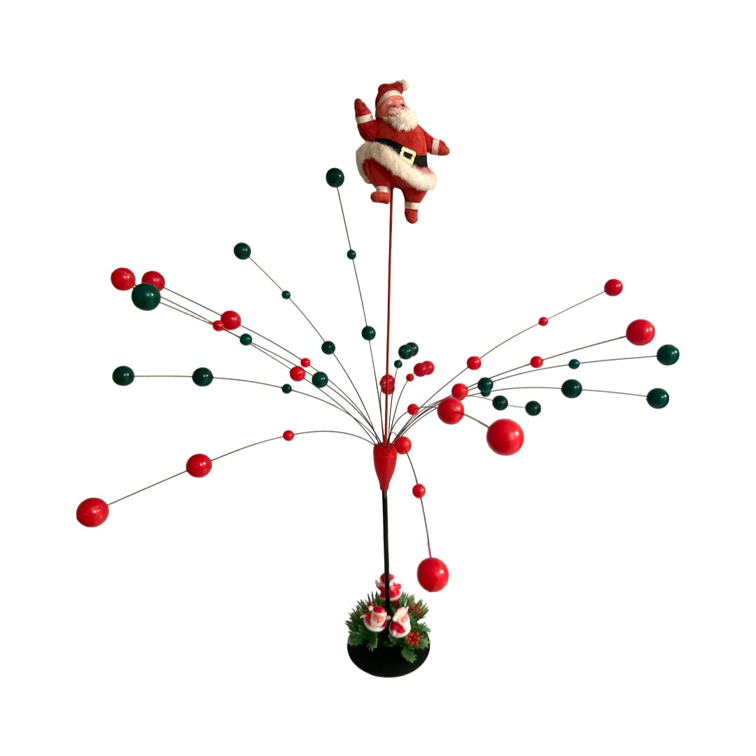 MCM Vintage Flocked Bouncing Santa Table Mobile