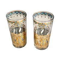Load image into Gallery viewer, Culver Signed Mid-Century Saratoga Turquoise and 22-Karat Gold Highball Glasses (Set of 2)
