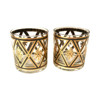Load image into Gallery viewer, Culver Mid-Century Gold and Black Diamond Glasses (Set of 2)
