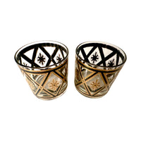 Load image into Gallery viewer, Culver Mid-Century Gold and Black Diamond Glasses (Set of 2)
