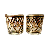 Load image into Gallery viewer, Culver Mid-Century Gold and Black Diamond Glasses (Set of 2)
