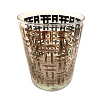 Load image into Gallery viewer, Georges Briard Signed Mid-Century Gold and Black Crisscross Double Old Fashion Glasses (Set of 2)

